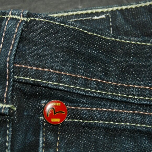 Evisu Puma Jeans Ladies 28 x 30 Dark Denim Straight - Picture 12 of 15